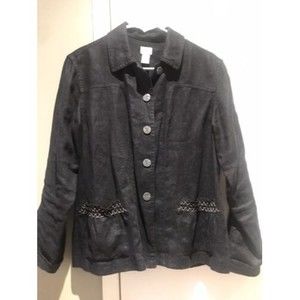 VintageJ Jill 100% Linen Longsleeve Shirt Jacket Shacket Unique details xs-s